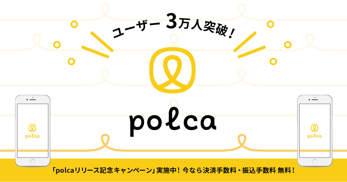polcaが登録ユーザー３万人を突破したことを知らせる画像