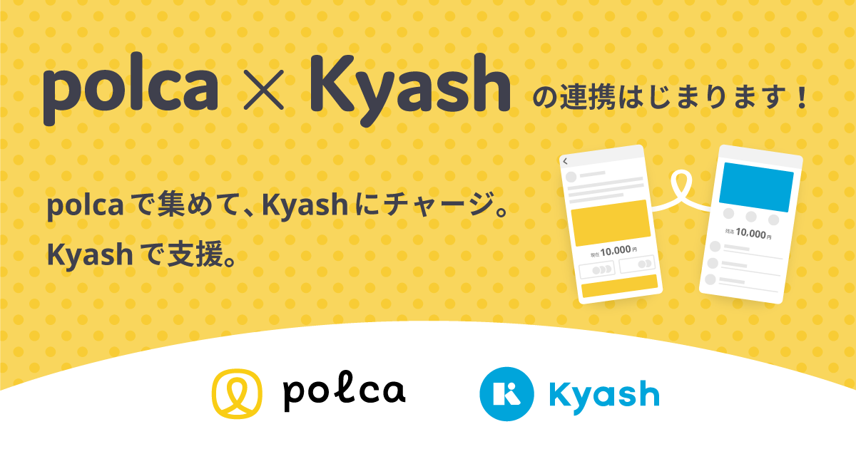 polcaとKyashが提携することをお知らせする画像